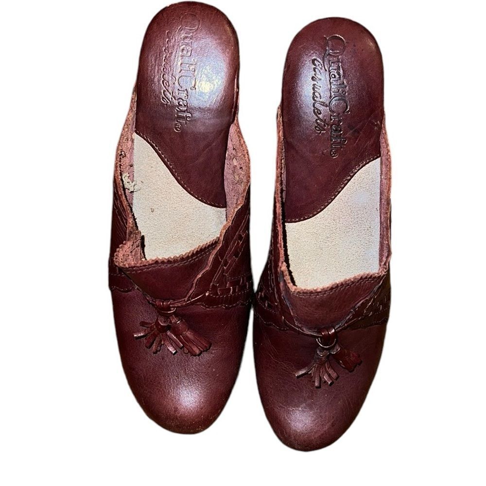 QualiCraft Brown Leather Mules Size 7 B